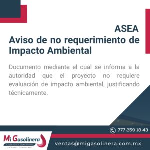 ASEA Aviso de no requerimiento de Impacto Ambiental